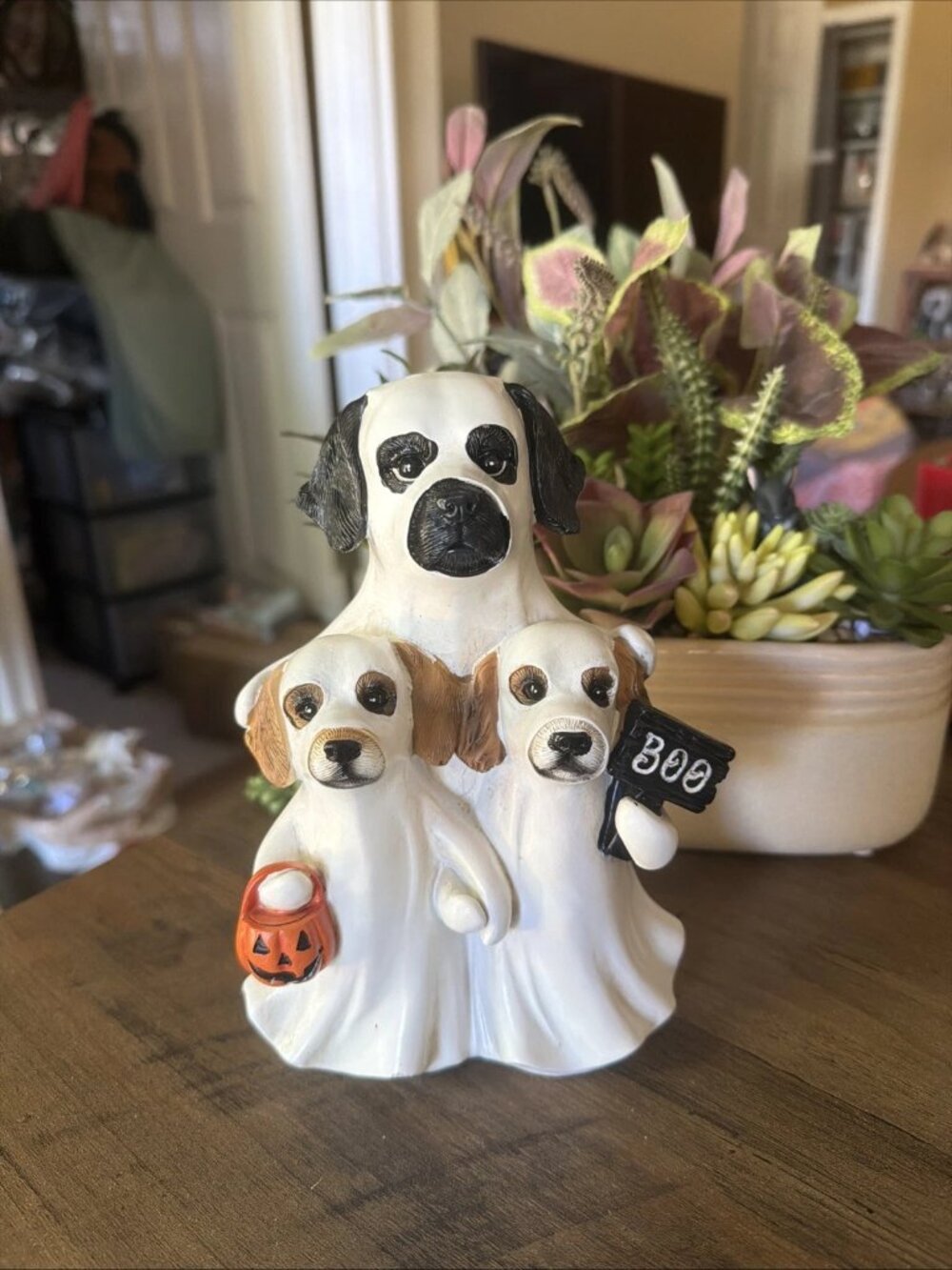 Momma & Puppies Dressed as Ghosts Tabletop Décor - NEW